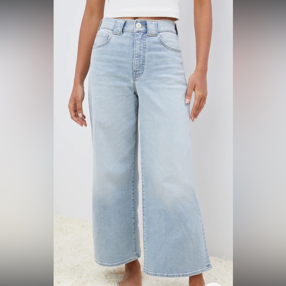Wide-Leg Light Wash Denim